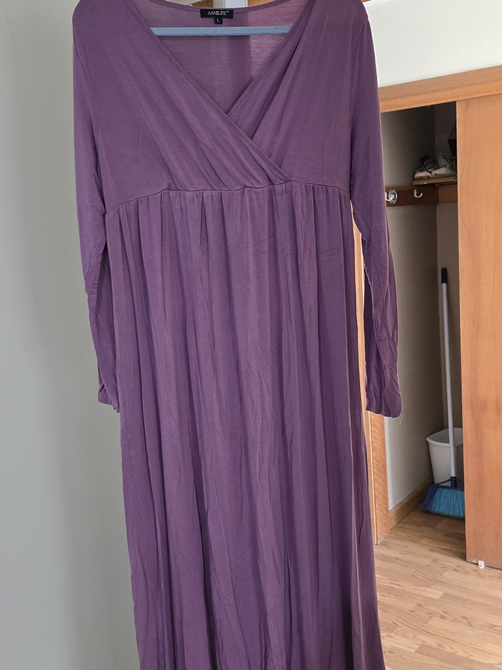 AAMILIFE Purple Surplice Maxi Dress